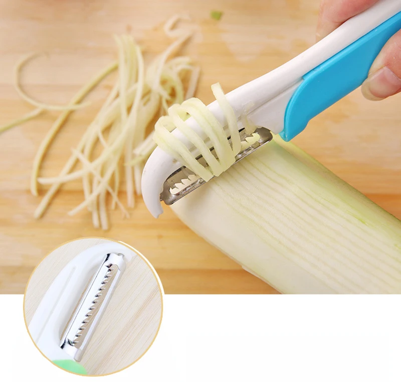 

V1NF Double Side Kitchen Gadget Vegetable Fruit Parer Slicer Cutter Stainless Steel Peeler Blue Free Shipping