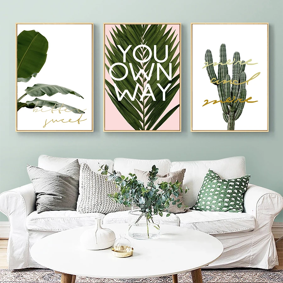 

Banana Leaf Wall Print Posters Inspirational Quotes Canvas Pop Art Paintings Nordic Living Room Minimalist Wall Pictures Decor