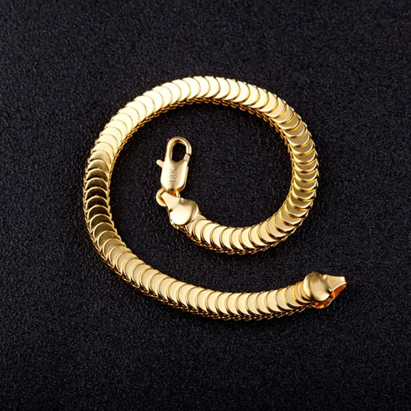 Mostyle Новая мода 8 мм мужской браслет цепь полированная Золотая цепь браслет для мужчин