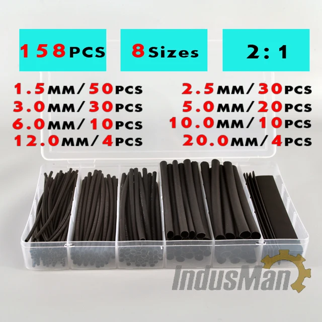 158pcs 8 size insulation sleeve 8 sizes heat shrink tube 2 1 ratio how to shrink photo size