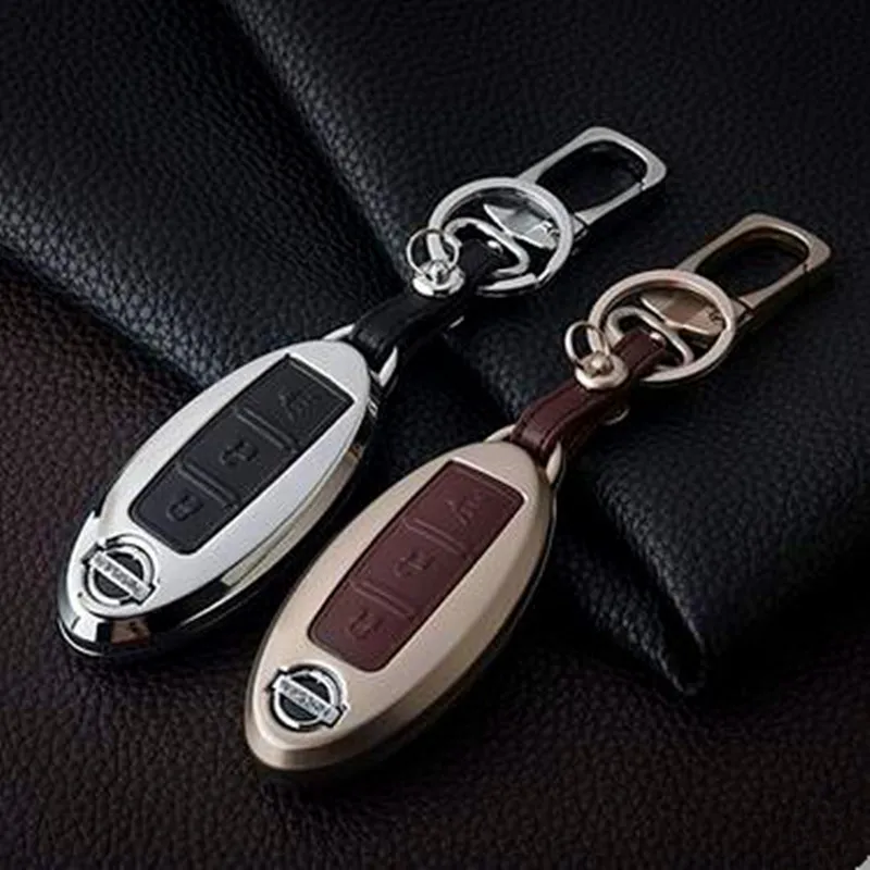 Fashion Car key ring for Nissan Alloy & Leather Auto key cover shell