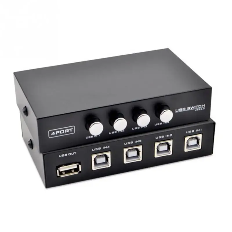 USB 2.0 4 Port Share Sharing Switch Switcher Selector Box Hub For PC