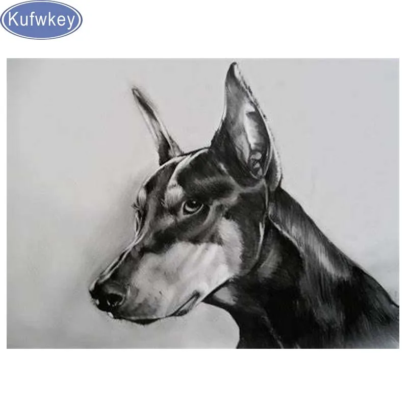 Полная квадратная Алмазная вышивка собака добермана 3D DIY крестиком на рисунке