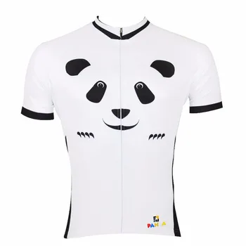 

ILPALADINO Men Cycling Jerseys Cute Short Sleeve Cartoon Panda White Breathable BMX DH Down Hill Off Road Bike Tops Clothes