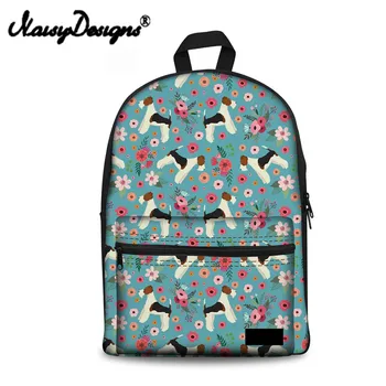 

Noisydesigns Backpack Female Fox Terrier Flower Canvas School Backpacks Adolescent Girls High Quality Women's Shoulder Rucksack
