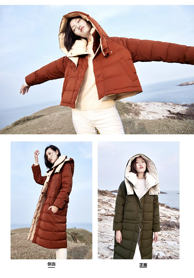Двусторонняя зимняя куртка для женщин, пуховики средней длины с капюшоном, приталенная повседневная женская верхняя одежда размера плюс