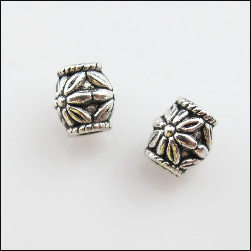 

New 25Pcs Tibetan Silver Tone Flower Barrel Spacer Beads Charms 6.5mm