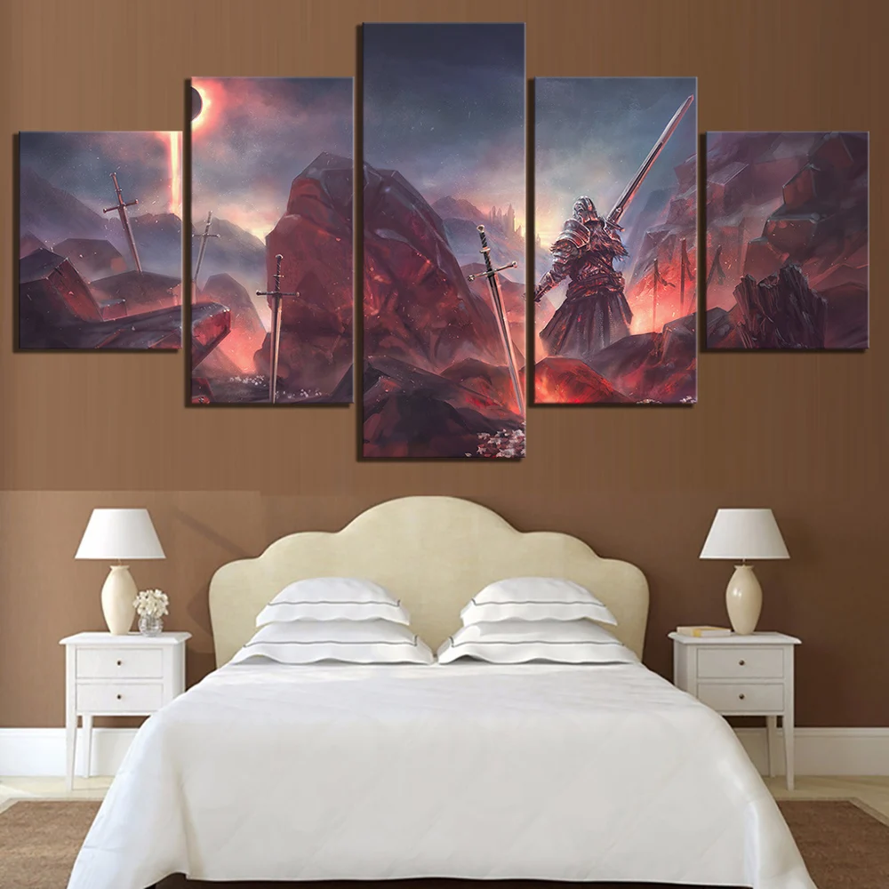 Waliicorners 5 Piece Dark Souls 3 Video Game Pictures Canvas Printed Wall Pictures Home Decor For Living Room Poster Canvas 5