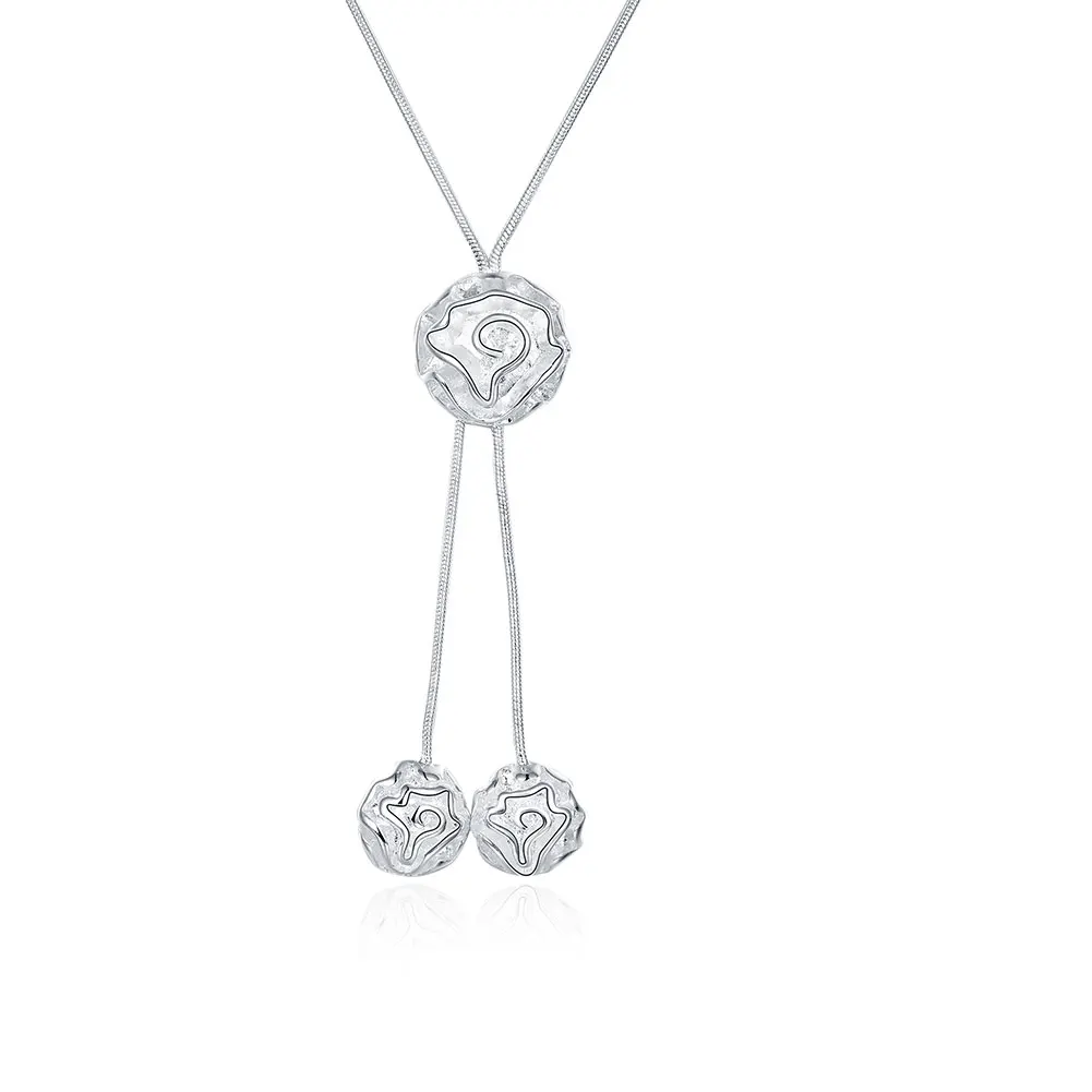 Женская цепочка с подвеской в виде цветка розы серебряным покрытием|flower pendant