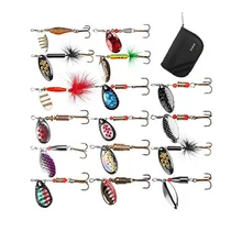  16pcs Metal Spinner Lures Fishing Spoon Lure with Portable Carry Bag Saltwater Jig Lead Head bait Treble Hook jigging lures kit