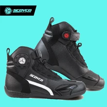 Hot Original de SCOYCO Motocicleta Botas de Los Hombres de Cuero de Moda Casual Desgaste Transpirable Protección antideslizante Botas De Motociclista