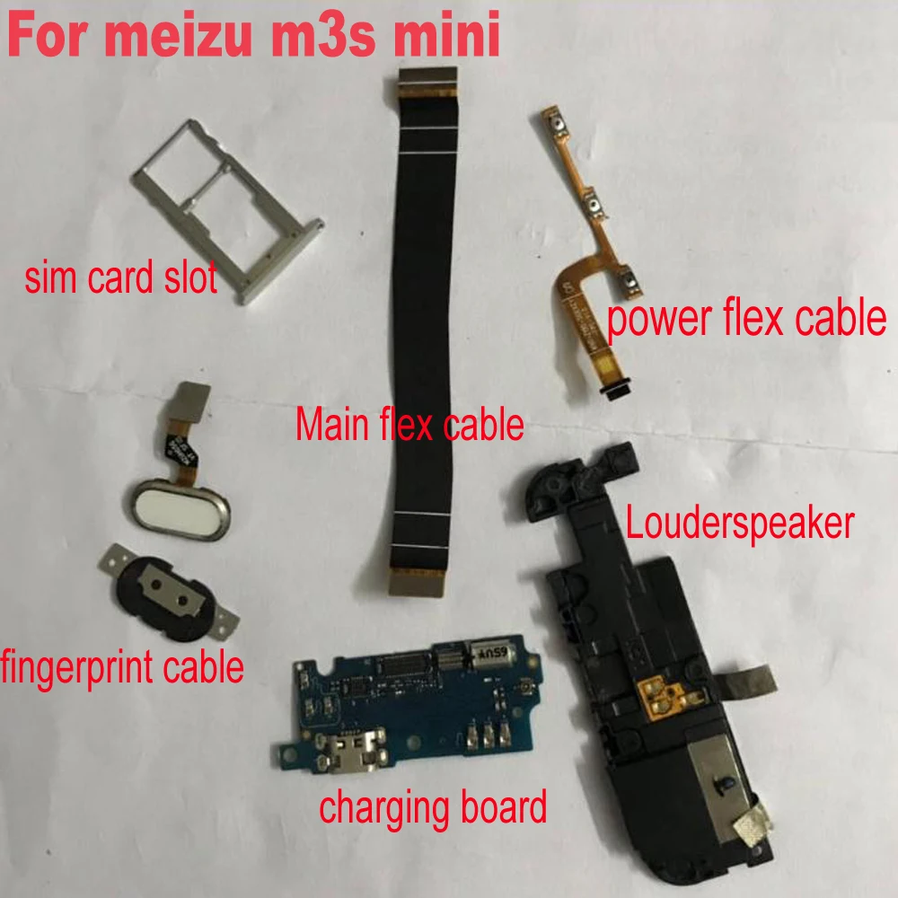 

for Meizu M3S Louderspeaker USB Charging board & Home Button FingerPrint Flex cable Ribbon for Meizu M3S mini parts