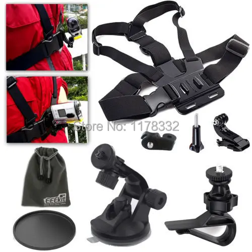 8in1 1set Cam Car Suction Cup/Sun Visor Mount+Chest Harness Mount Holder for Sony Action Cam HDR-AS20/AS30V/AS100V/AS200V/AZ1