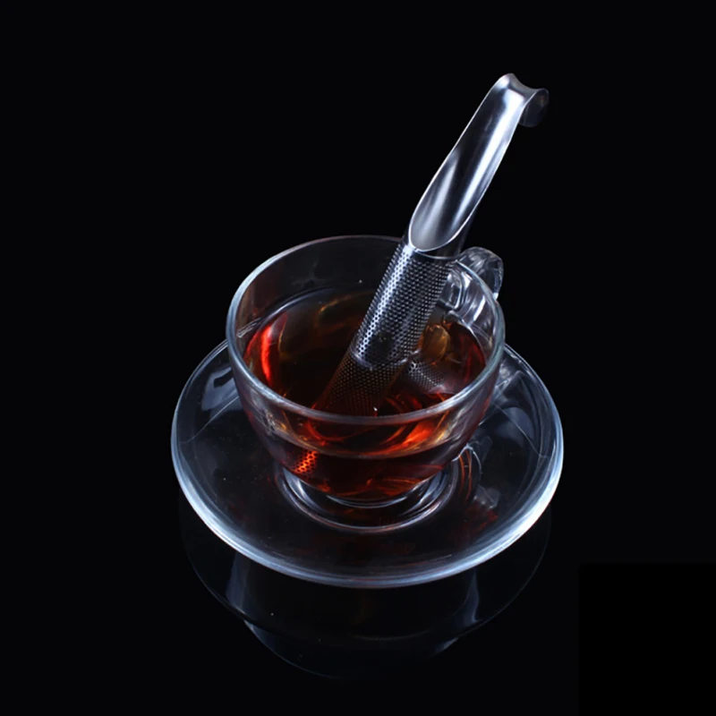Труба для заварки чая из нержавеющей стали, многоразовая чайная сумка из тонкой сетки, фильтр для чая, для сыпучих листьев, трав, чайная посуда