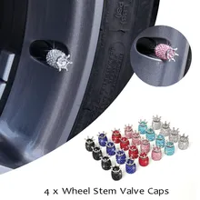 4 шт. хромированная Корона Bling Diamond шины/колеса стволовых клапанов колпачки для автомобиля грузовика 6 цветов незначительные пыленепроницаемые безопасные прочные J19