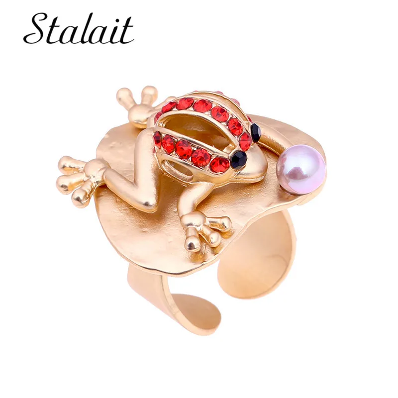 

Crystal Frog Rings for Women Gold Color Animal Ring Luxury Vintage Jewelry Party Accessories Toad Ring Anillos Mujer