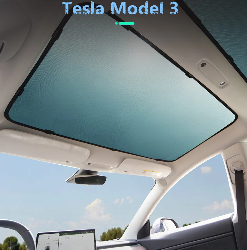 

2Pcs/set Anti-UV Breathable Sunroof Sunshade For Tesla Model 3 Glass Roof Sunshade Car Skylight Blind Shading Fly Net