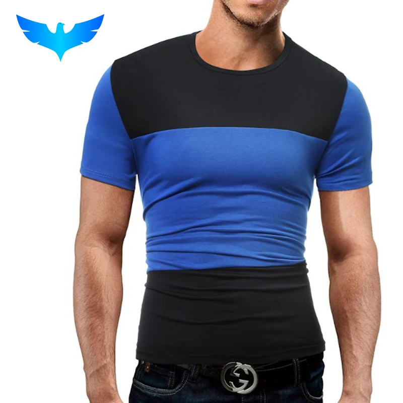 

QINGYU Tshirt Brand 2018 Male Short Sleeve T Shirt O-Neck Men T-Shirt Simple splicing Tee Tops Shirt Homme T Shirts 3XL 2011