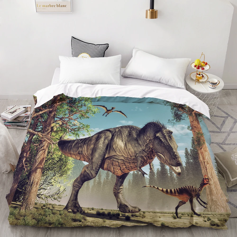 

3D HD Digital Printing Custom Duvet Cover,Comforter/Quilt/Blanket case Single Bedding 140x200 Cartoon Dinosaurs Drop Shipping