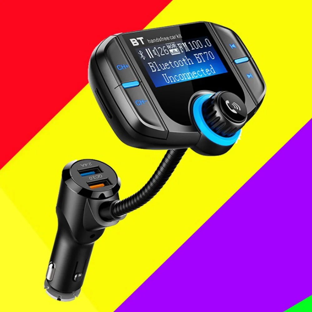 

(Upgraded Version) Bluetooth FM Transmitter, Sumind Wireless Radio Adapter Hands-Free Car Kit with 1.7 Inch Display, QC3.0