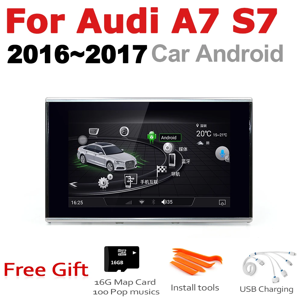 Top 8 inch Andrid 7.0 up Car Multimedia Player For Audi A7 S7 4G8 2016~2017 MMI radio gps Navi Map WiFi original style Bletooth 5