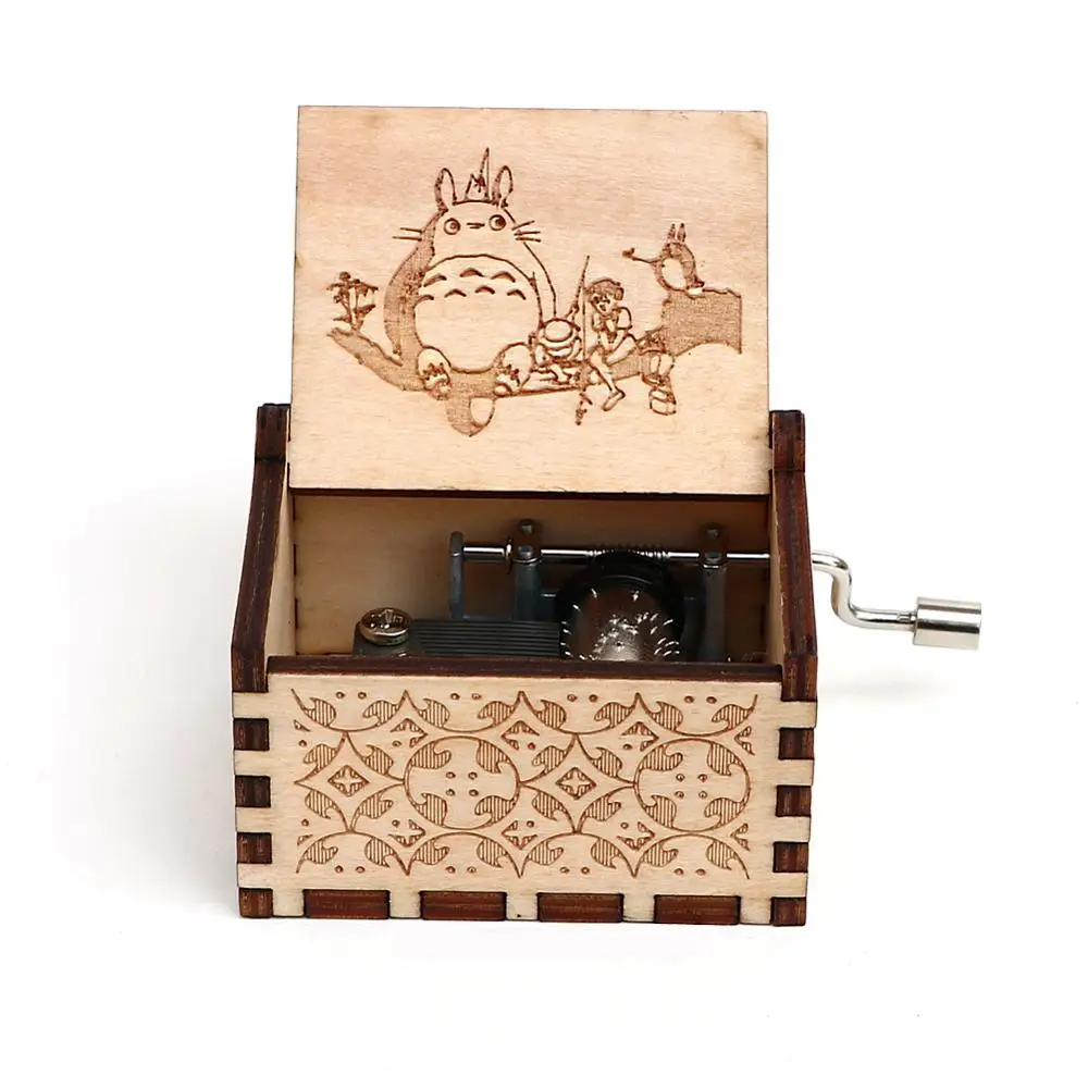 Antique carved hand-cranked music box Cute ToToro Theme music box exquisite little gifts Girl birthday present Christmas gifts