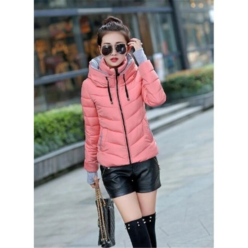 Зимняя куртка женские парки толстые зимние пальто Верхняя одежда плюс размер пальто женские тонкие куртки с хлопковой подкладкой и пальто - Цвет: pink