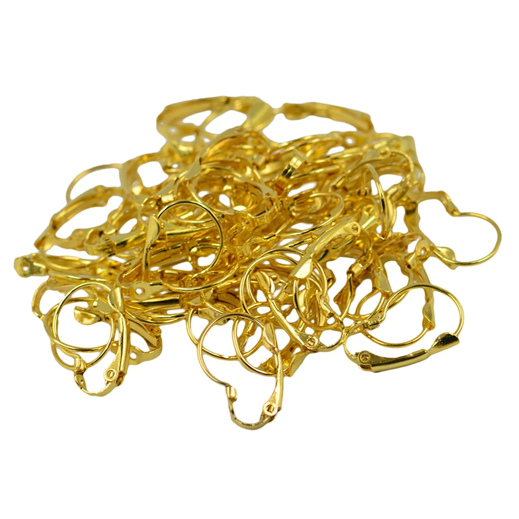

100pcs Brass Plated Earring Hooks Leverback Earwire Fittings Components DIY Earrings Findings
