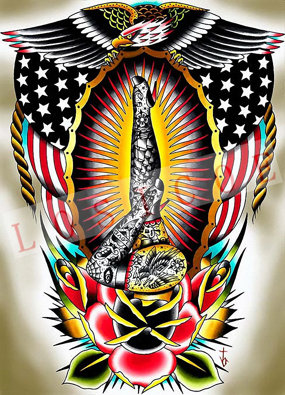 

Personality Tattoos Design posters Hanging Painting HD nostalgia retro kraft paper Inkjet printing art Bar cafe home Decoration