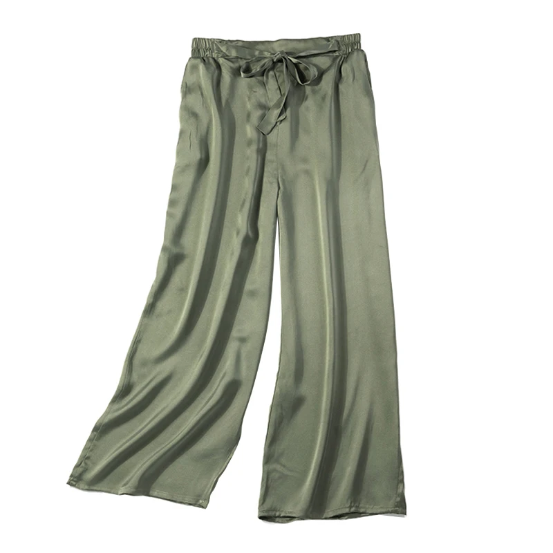 

Vintage Women Summer Spring Natural Silk Pants Silk Loose Style Trousers Work Wear OL Fashion Holiday wide leg multicolor Pants