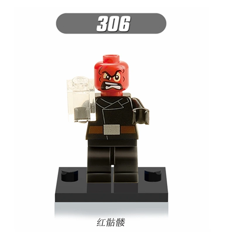 

Cute Red Skull Marvel Super Heroes DIY Blocks Bricks Sell Capitain America Building Blocks Model Educational Toys for Kid XH306