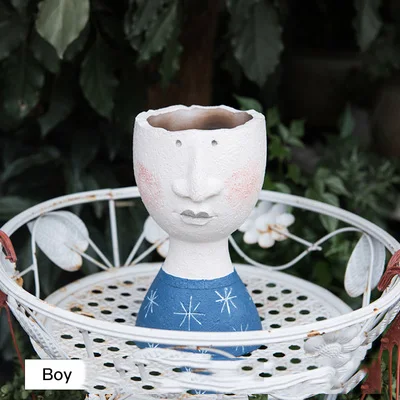 Современная керамическая скульптура для портрета с лицом человека, цветочный горшок, украшения для балкона, сада, украшения, сушеная ваза для цветов, мебель - Цвет: style1