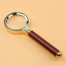 5X портативное увеличительное стекло для чтения с металлической рамкой и деревянной ручкой