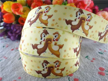 

15100241, 1' (25mm) 5 yards squirrel printed grosgrain ribbons cartoon ribbon hair accessories tape