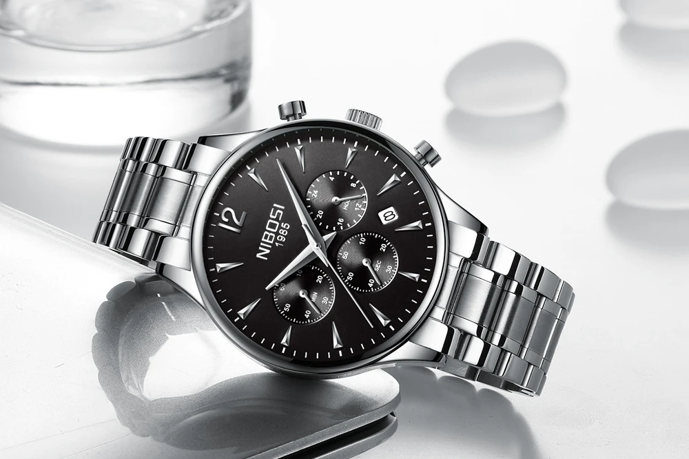 NIBOSI Элитный бренд для мужчин часы хронограф для мужчин спортивные часы водостойкий полный сталь кварцевые для мужчин часы Relogio Masculino