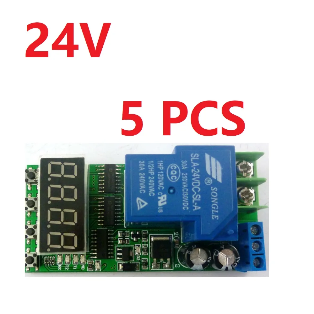 

5 PCS 5*IO23C01_24V DC 24V 30A Multifunction Timer Delay Relay Module High Power On/Off Adjustable for PLC Motor LED Pump