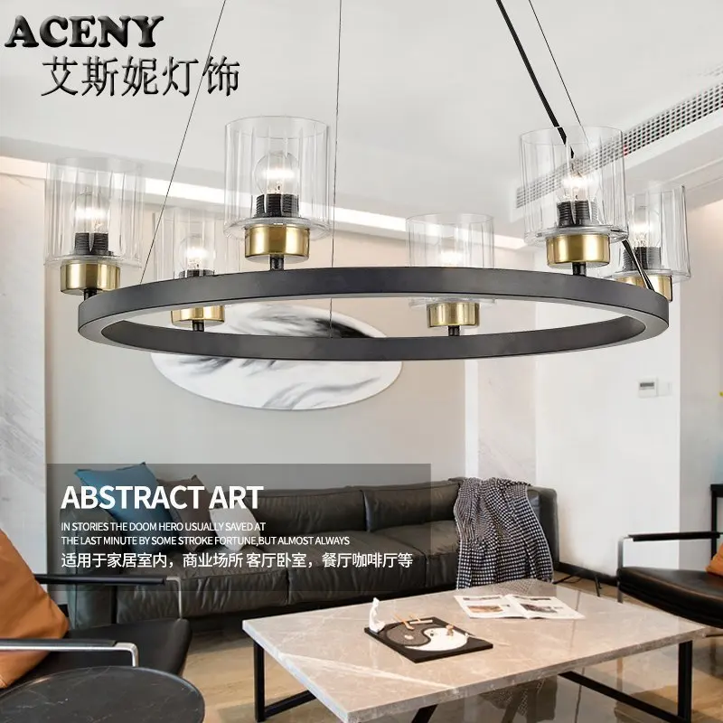 

dining room lamp, Nordic, post-modern chandelier, iron lamp, six American lighting, Nordic living room lamps.