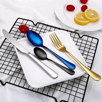 

Various Colorful 4Pcs/set Stainless Steel Black Cutlery Set Dinnerware Tableware Sets Dinner Knife and Fork Drop Shipping