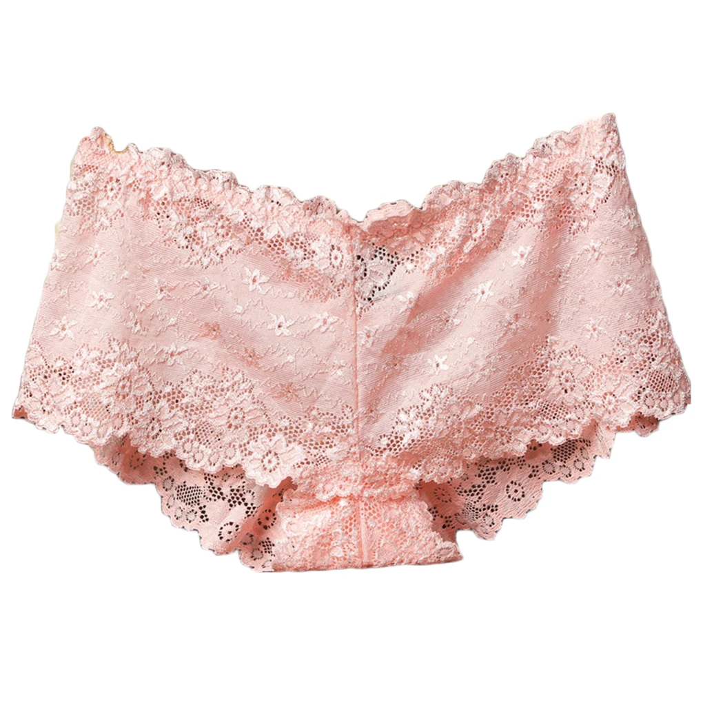 Women's Lace Transparent Hollow Flower Design Embroidery Underwear Low