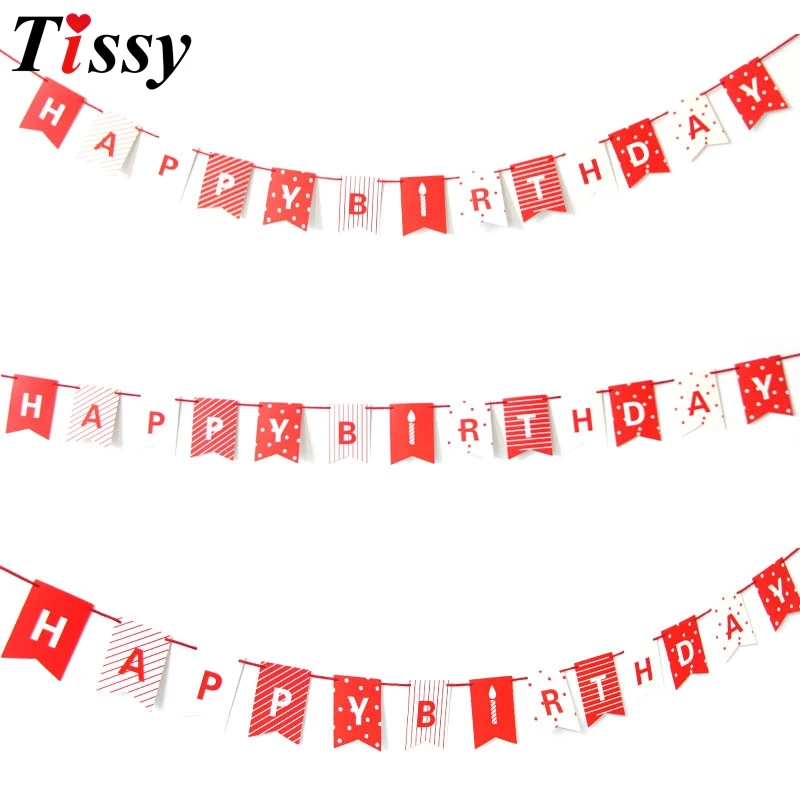 2Set/Lot Happy Birthday Paper Flags Garland Floral Bunting Banners Letter Garlands For Home Baby