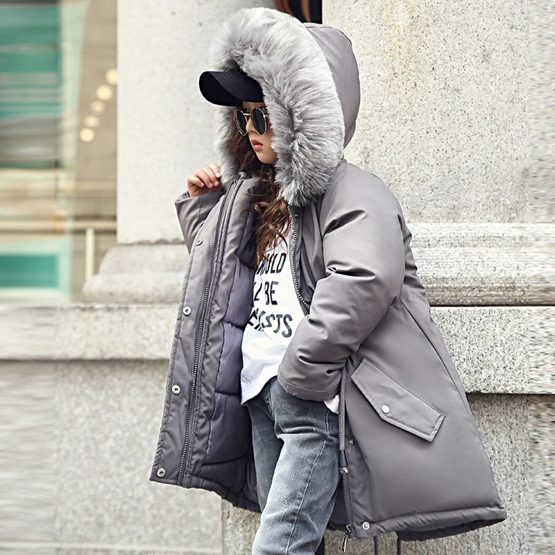 

Fur Hooded Long Down Jacket For Teenage Girls Warm Thick Children Coats Girl Winter Girls Outerwear Girls Clothes 10 12 14 Year