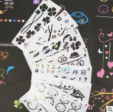 

8pcs four-leaf clover lace ruled openwork album drawing coloring template DIY creative handwritten newspaper stationery