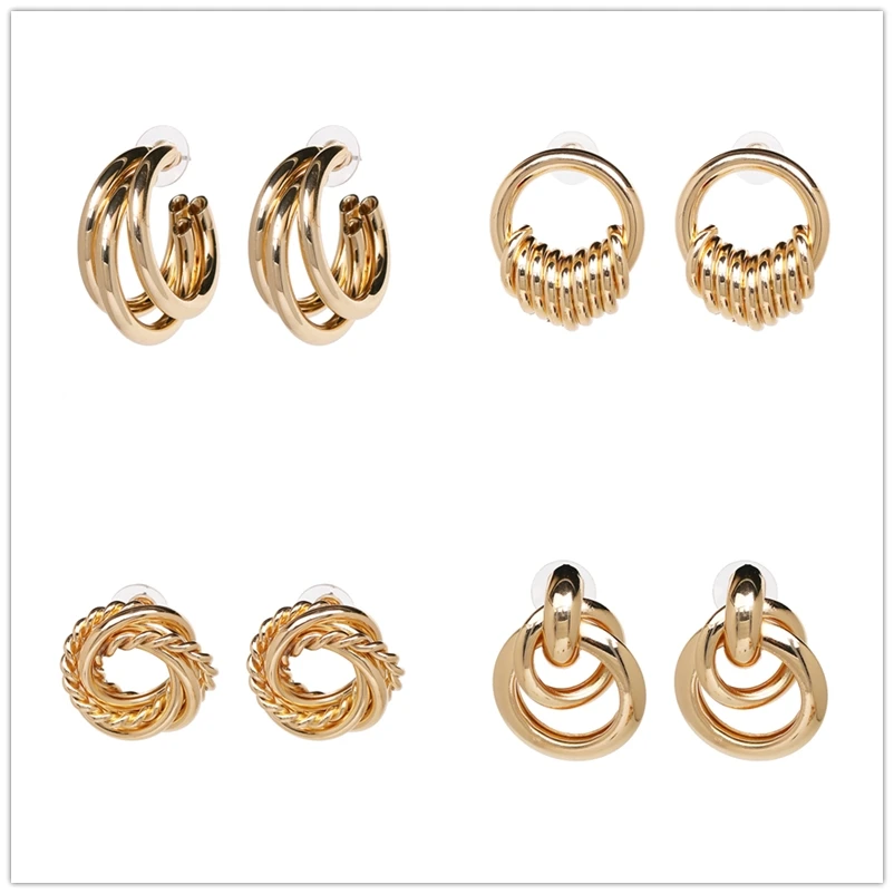 JURAN горячие маленькие металлические массивные Серьги Винтаж золотой цвет серьги-гвоздики мода za ювелирные изделия оптом