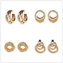 JURAN горячие маленькие металлические массивные Серьги Винтаж золотой цвет серьги-гвоздики мода za ювелирные изделия оптом