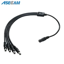 Asecam DC Power 5.5×2.1mm 1 Female to 4 Male Plug Cable Splitter Adapter for Security CCTV Camera and LED Strip Free Shipping