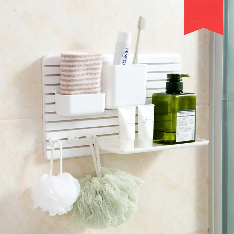 Free Punching Sticker Bathroom Shelf Toilet Toilet Washbasin Kitchen Wall Mount Storage rack