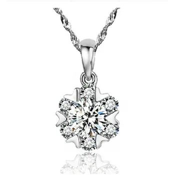 

Wholesale Pendant Jewelry Solid Sterling 925 Silver Pendant Snowflake Fancy Fashion Jewelry with Box 18inches Necklace