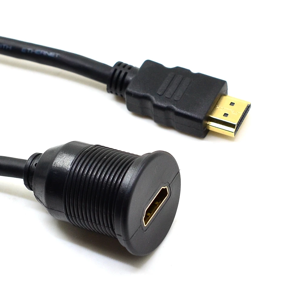 

1 m HDMI Male to Female Extension Cable Car Dashboard Motocycle Flush Mount With Mounting Panel Wholesale