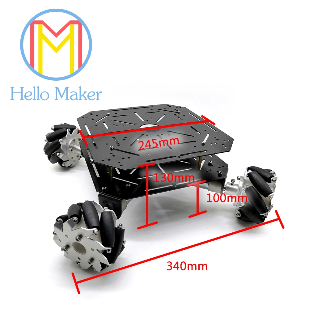 4 WD, 100 мм Mecanum колеса. Алюминий сплава. Мощный мотор. Для любителей DIY. Игрушечный автомобиль. Робот