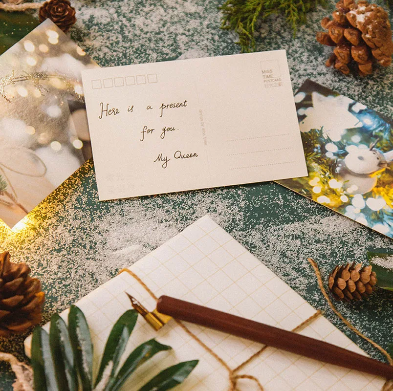  30pcs/box Merry Christmas Eve Series Luminous Paper Greeting Cards PostCard Christmas Night Party I - 32954010189